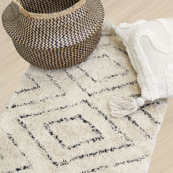 Tapis en coton naturel et noir 60 x 90 cm - AUBRY GASPARD