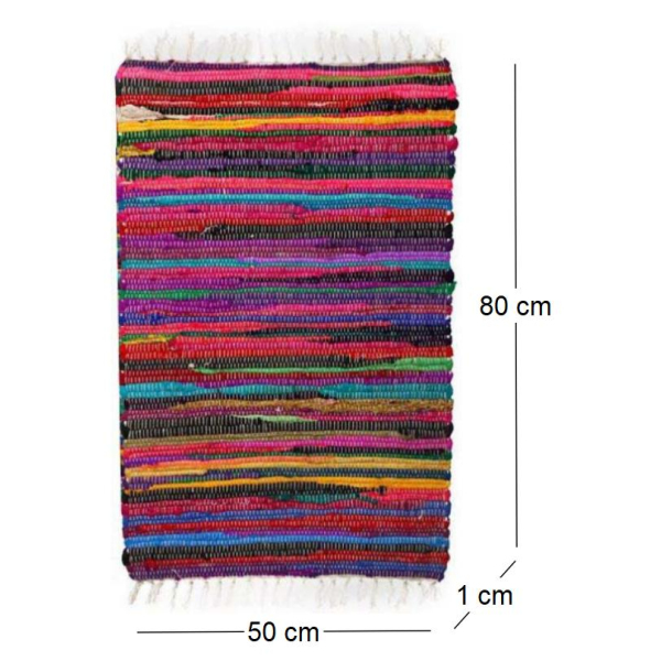 Tapis en coton et polyester rayures colorées 80 x 50 cm - SIG-0159