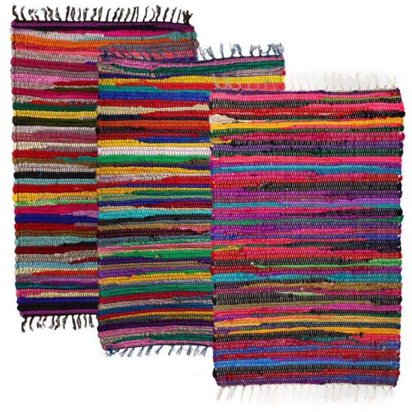 Tapis en coton et polyester rayures colorées 70 x 30 cm - ORIGEN