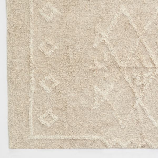 Tapis en coton tufté écru motifs ethniques - AUBRY GASPARD