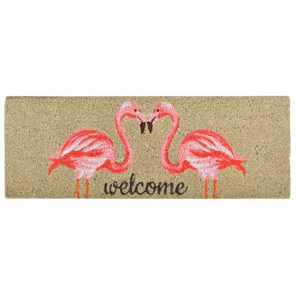 Tapis en fibres de coco motif Flamants roses