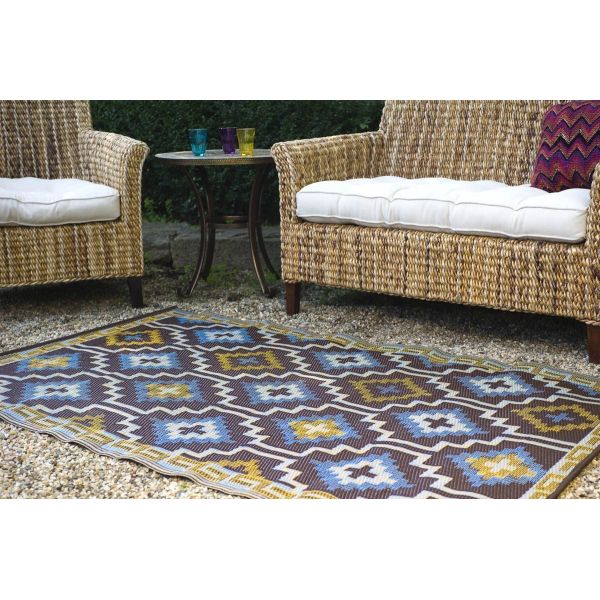 Tapis intérieur extérieur Lhasa bleu roi et chocolat (180 x 120 cm) Tapis intérieur extérieur Lhasa bleu roi et chocolat (180 x 120 cm)