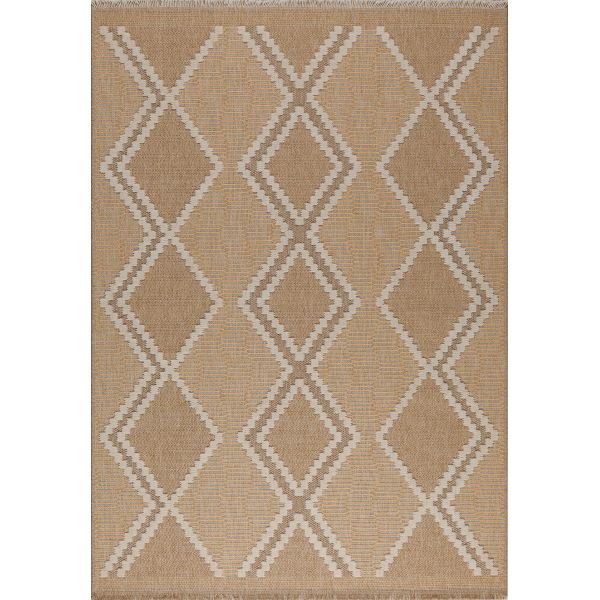 Tapis intérieur extérieur aspect jute jaune Tijuana 9048