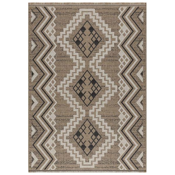 Tapis intérieur extérieur aspect jute noire Tijuana 9054