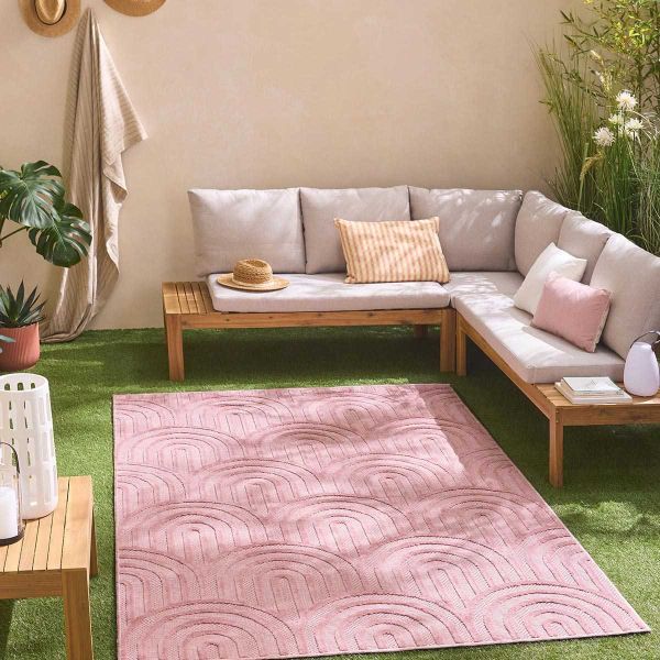 Tapis intérieur extérieur en polypropylène Fira 985 Rose - 