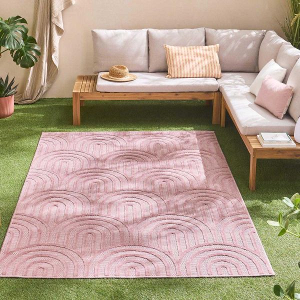 Tapis intérieur extérieur en polypropylène Fira 985 Rose - 5
