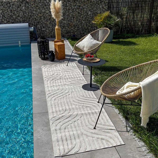 Tapis intérieur extérieur en polypropylène Fira 989 blanc - 6