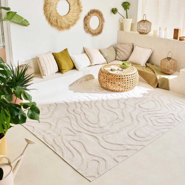 Tapis intérieur extérieur en polypropylène Fira 988 blanc - 