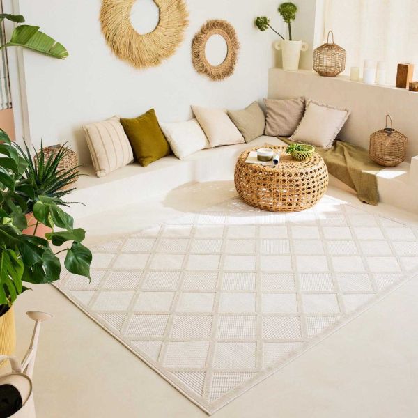 Tapis intérieur extérieur en polypropylène Fira 991 blanc - 5