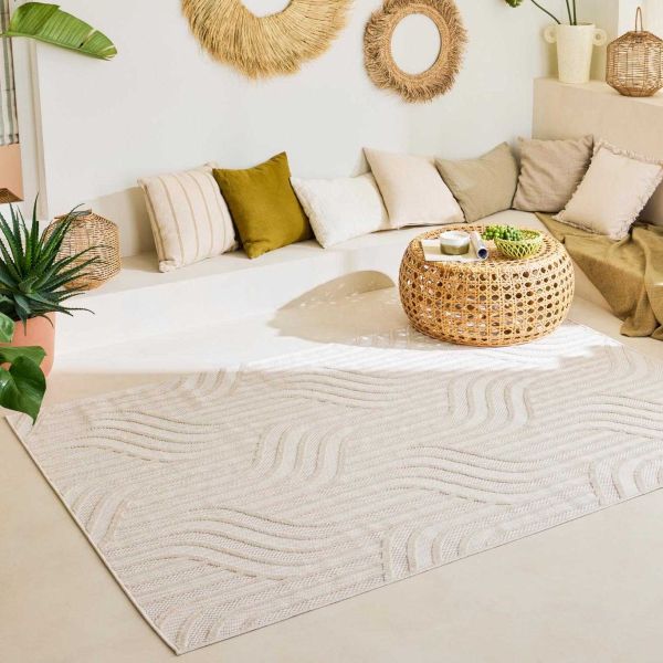 Tapis intérieur extérieur en polypropylène Fira 989 blanc - 