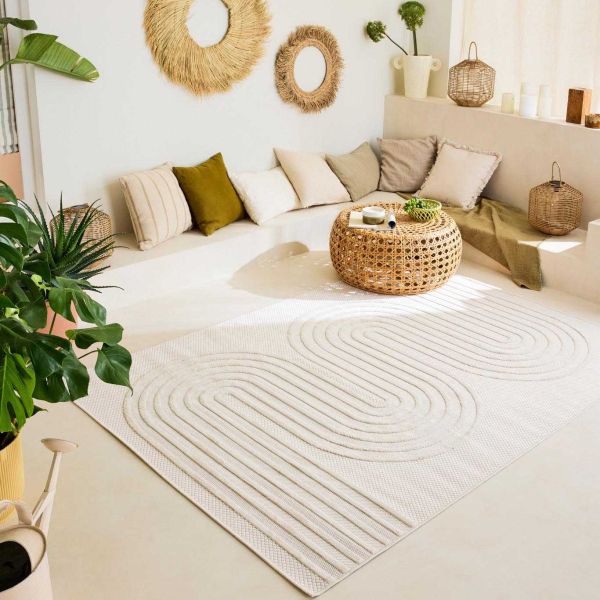 Tapis intérieur extérieur en polypropylène Fira 987 blanc - 