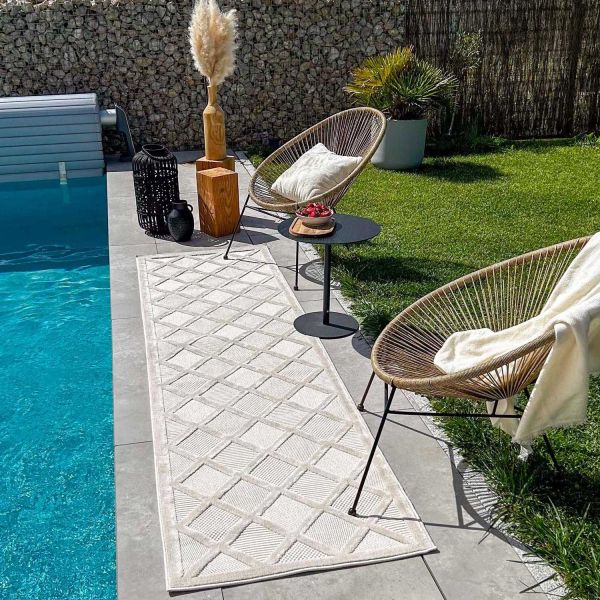 Tapis intérieur extérieur en polypropylène Fira 991 blanc - 6