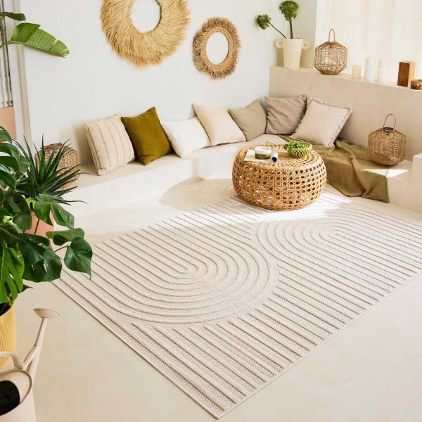 Tapis intérieur extérieur en polypropylène Fira 986 blanc - 