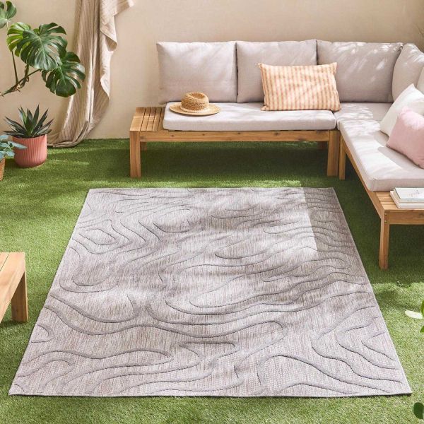 Tapis intérieur extérieur en polypropylène Fira 988 gris - 