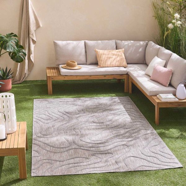 Tapis intérieur extérieur en polypropylène Fira 988 gris - 5