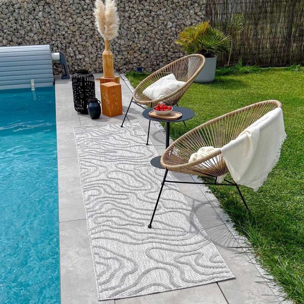 Tapis intérieur extérieur en polypropylène Fira 988 gris - 6