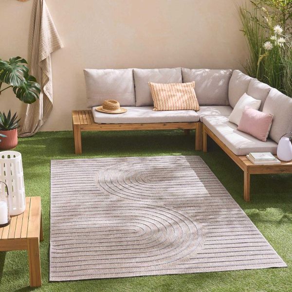 Tapis intérieur extérieur en polypropylène Fira 986 gris - 
