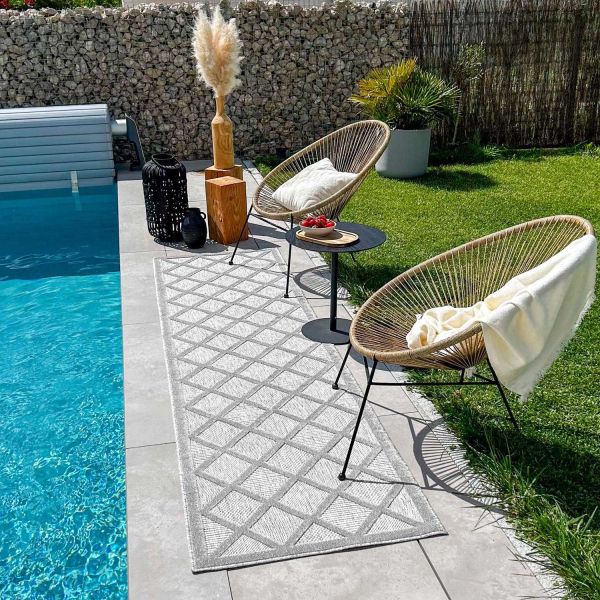 Tapis intérieur extérieur en polypropylène Fira 991 gris - 6