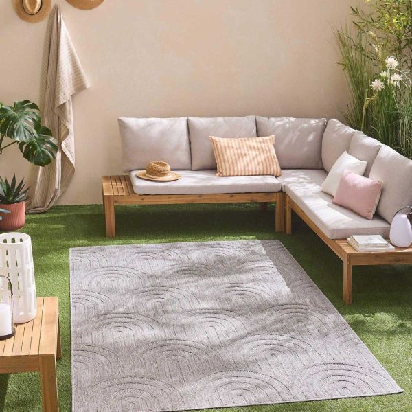Tapis intérieur extérieur en polypropylène Fira 985 gris - 