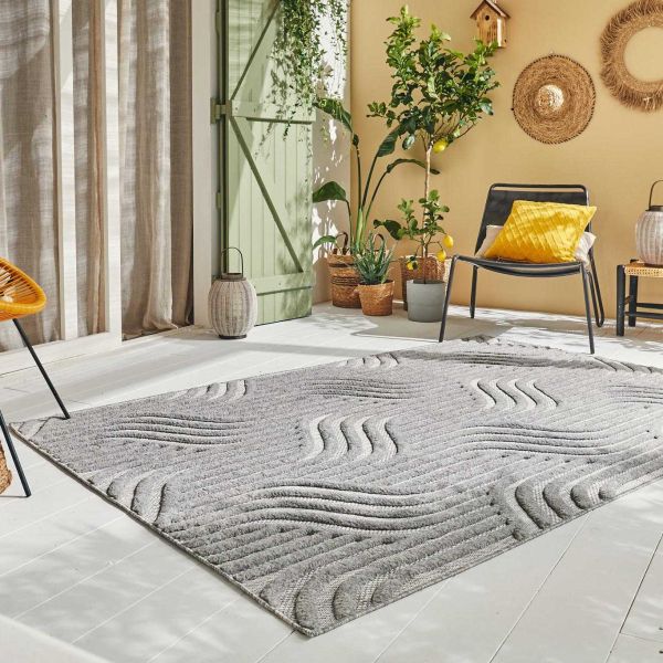 Tapis intérieur extérieur en polypropylène Fira 989 gris - 