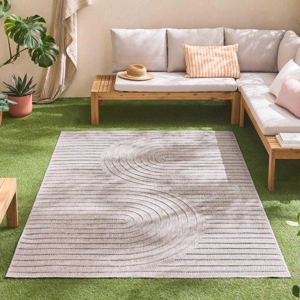Tapis intérieur extérieur en polypropylène Fira 986 gris - 5