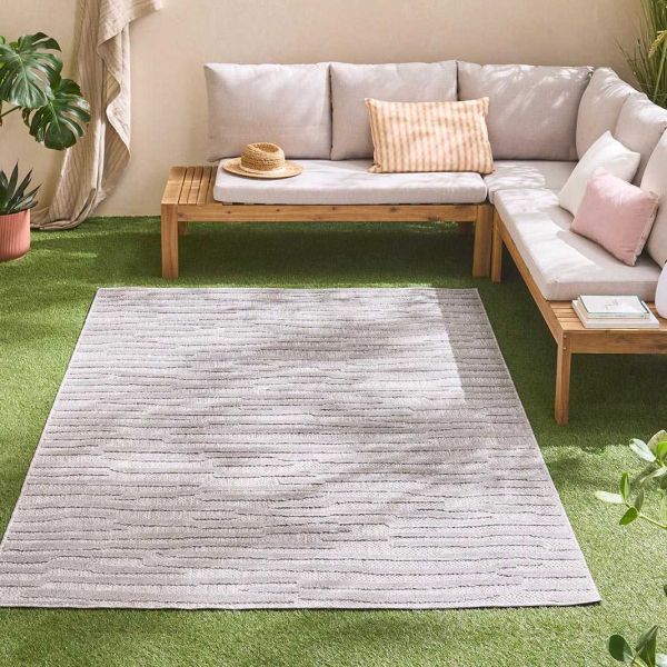 Tapis intérieur extérieur en polypropylène Fira 990 gris - 