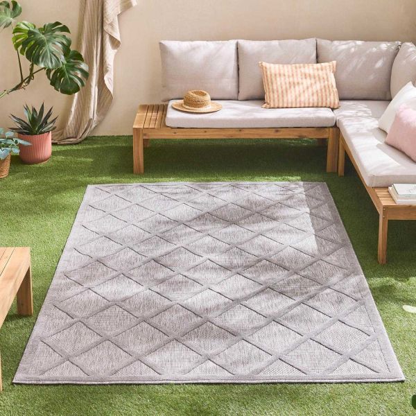 Tapis intérieur extérieur en polypropylène Fira 991 gris - 5