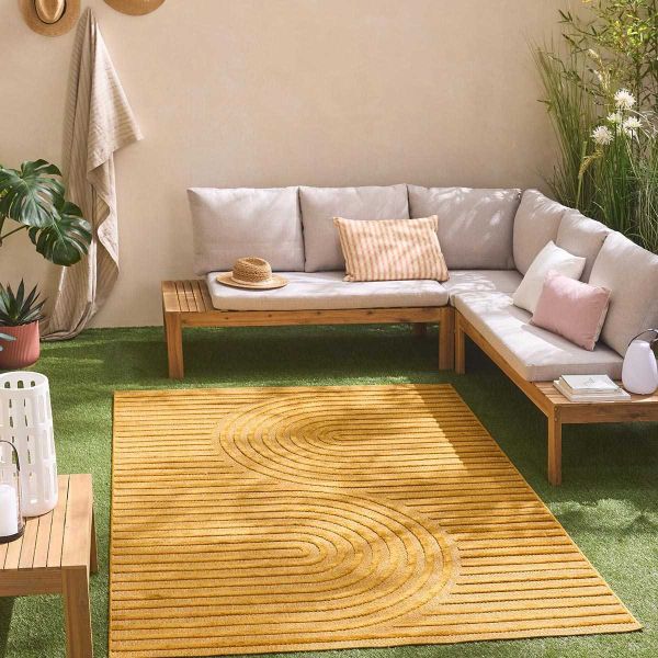 Tapis intérieur extérieur en polypropylène Fira 986 jaune - 