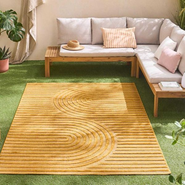 Tapis intérieur extérieur en polypropylène Fira 986 jaune - 5
