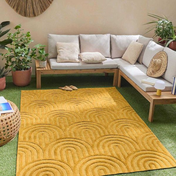 Tapis intérieur extérieur en polypropylène Fira 985 jaune - 