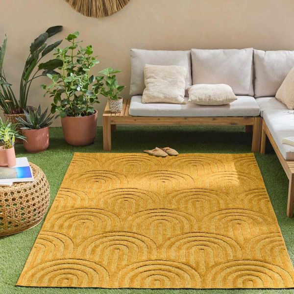 Tapis intérieur extérieur en polypropylène Fira 985 jaune - 5