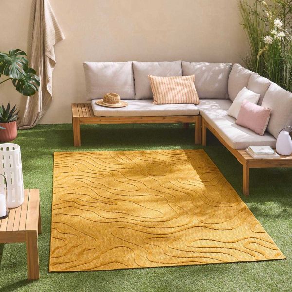 Tapis intérieur extérieur en polypropylène Fira 988 jaune - 5