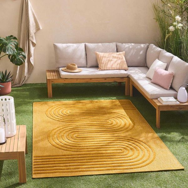 Tapis intérieur extérieur en polypropylène Fira 987 jaune - 
