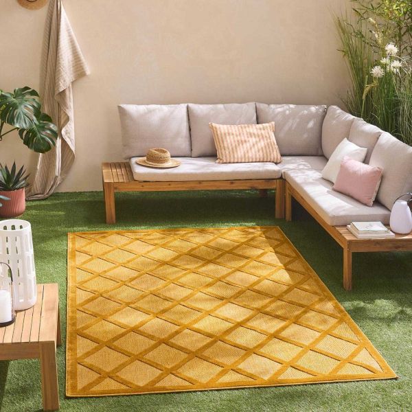 Tapis intérieur extérieur en polypropylène Fira 991 jaune - 