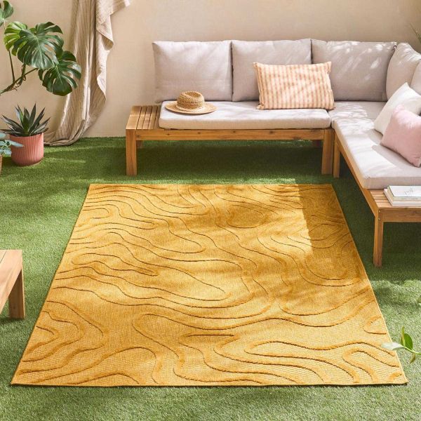 Tapis intérieur extérieur en polypropylène Fira 988 jaune - 