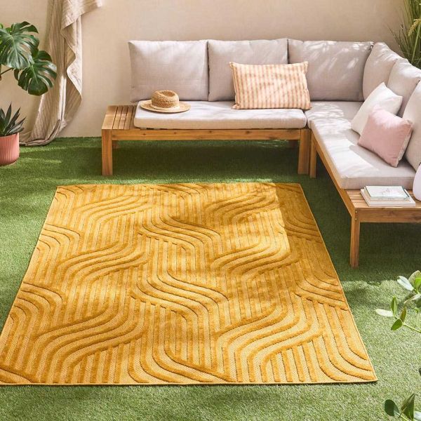 Tapis intérieur extérieur en polypropylène Fira 989 jaune - 