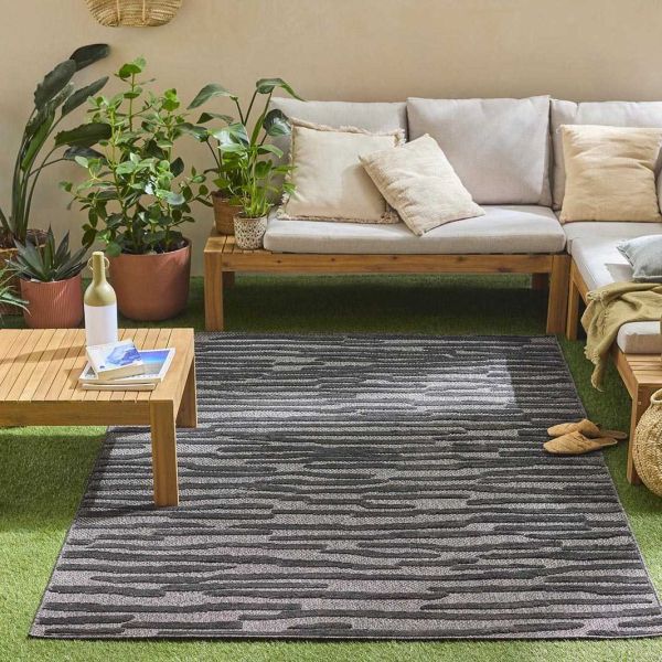Tapis intérieur extérieur en polypropylène Fira 990 noir - 