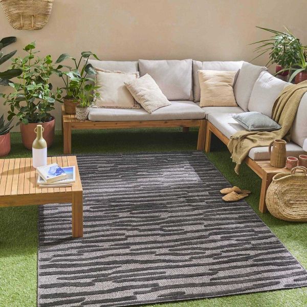Tapis intérieur extérieur en polypropylène Fira 990 noir - 5