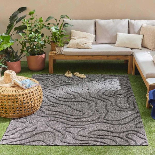 Tapis intérieur extérieur en polypropylène Fira 988 noir - 
