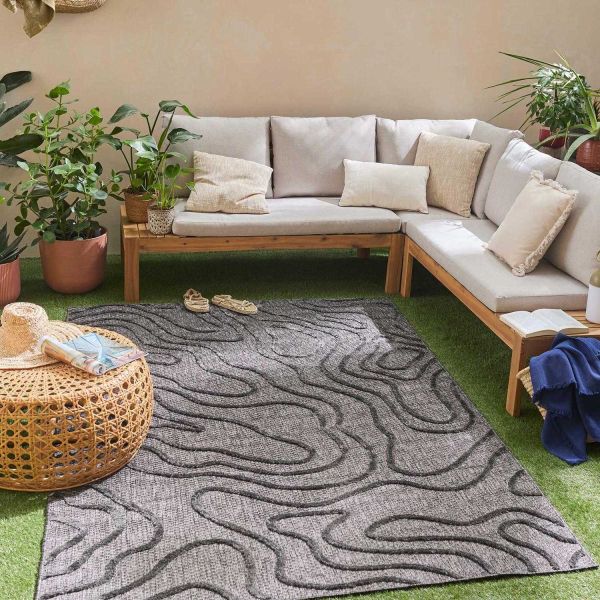 Tapis intérieur extérieur en polypropylène Fira 988 noir - 5