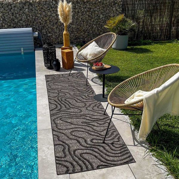 Tapis intérieur extérieur en polypropylène Fira 988 noir - 6
