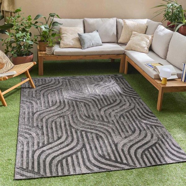Tapis intérieur extérieur en polypropylène Fira 989 noir - 