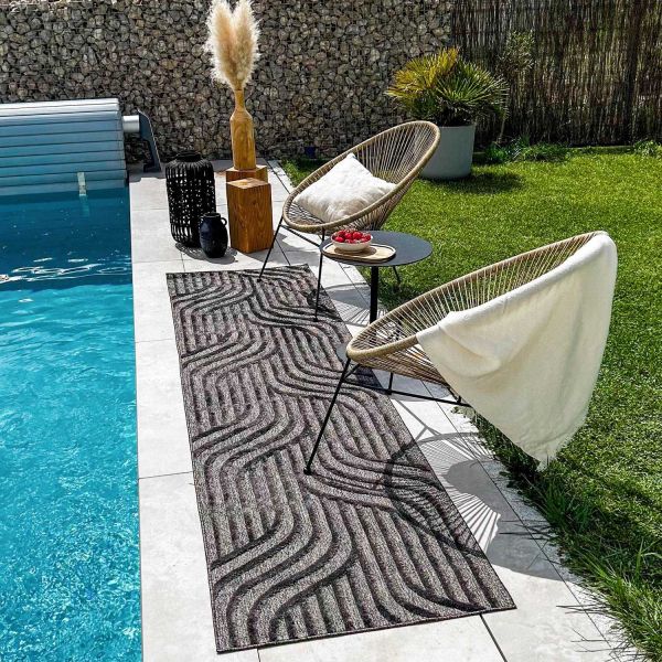 Tapis intérieur extérieur en polypropylène Fira 989 noir - 6