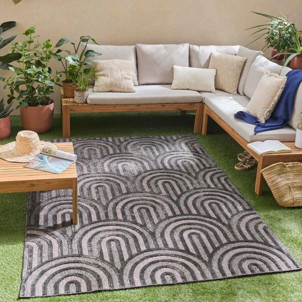 Tapis intérieur extérieur en polypropylène Fira 985 noir - 