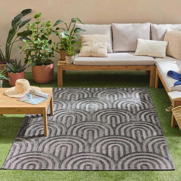 Tapis intérieur extérieur en polypropylène Fira 985 noir - 5