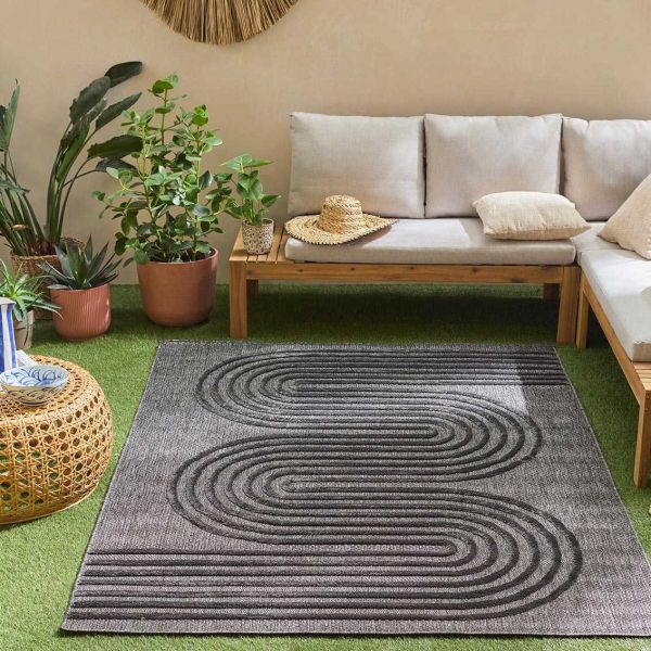 Tapis intérieur extérieur en polypropylène Fira 987 noir - 5