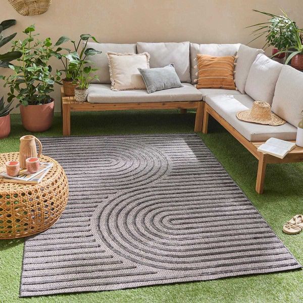 Tapis intérieur extérieur en polypropylène Fira 986 noir - 