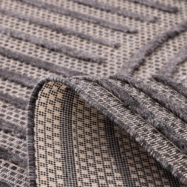 Tapis intérieur extérieur en polypropylène Fira 986 noir - 139