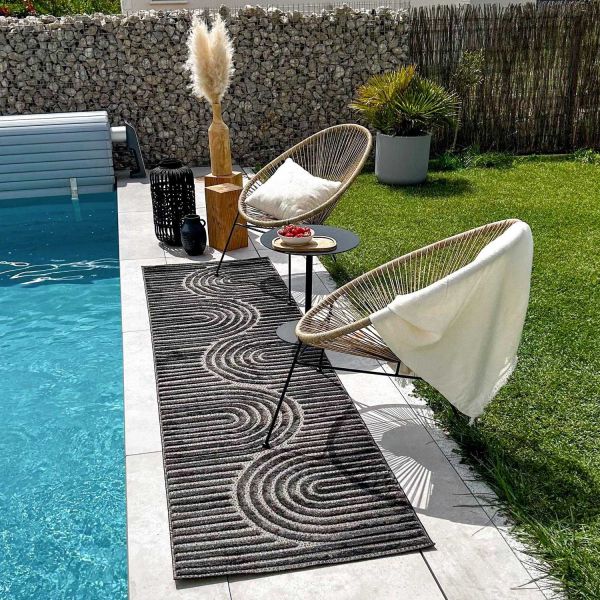 Tapis intérieur extérieur en polypropylène Fira 986 noir - 6