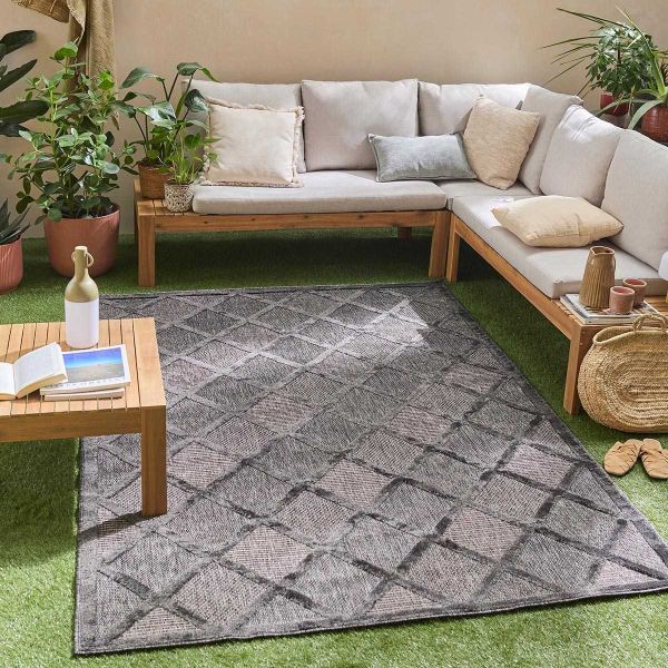 Tapis intérieur extérieur en polypropylène Fira 991 noir - 